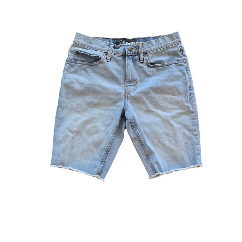 Original Use Skinny Jean Shorts Size 30 Light Wash Raw Hem Stretch Denim Y2K